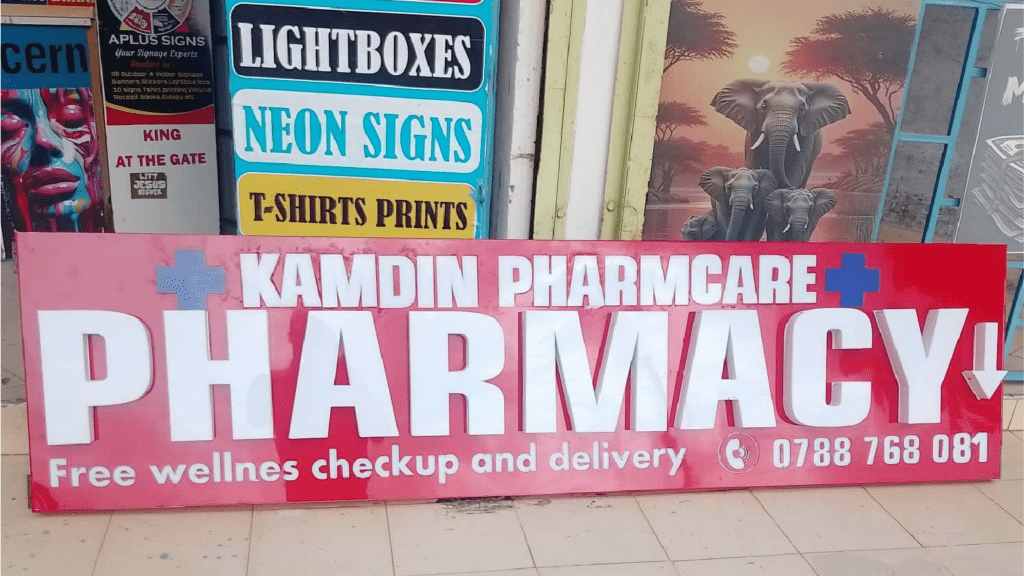 Aplus signs is a printing and branding company that specializes in: design artworks, printing stickers, banners, roll up banners, eulogy, business cards, posters, car branding, 2d, 3d, neon signs, light boxes, AI designs and all signage works in Kenya